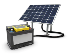 Home battery connected to solar panels.