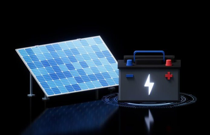 Solar panel connected to a home battery backup system