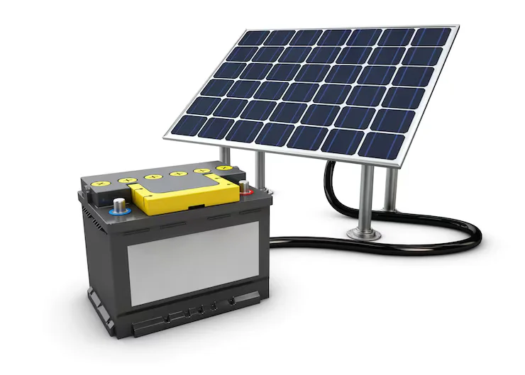 Solar panels installed with a connected battery backup for home energy