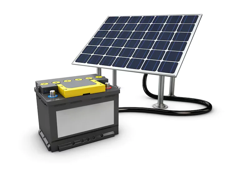 Solar panels installed with a connected battery backup for home energy