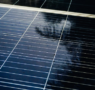 Solar panel surface with morning dew.