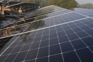 Close-up view of solar panels on a clear day