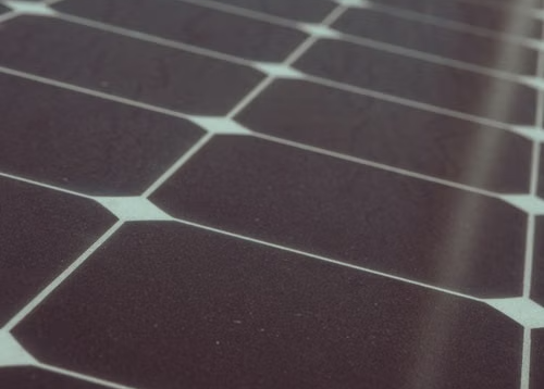 Close-up view of a residential solar panel.