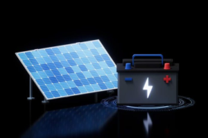 Solar panel connected to a residential battery storage system