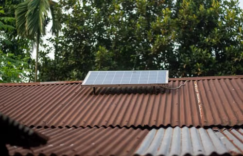 Residential rooftop solar panel system installed on a home roof.