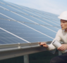 Solar contractor reviewing residential roof for solar installation Title: Solar Contractor Roof Assessment